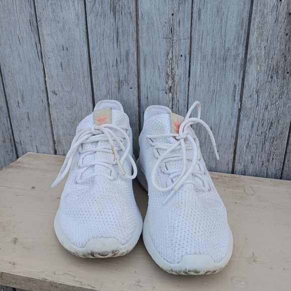Adidas Shoes Womens Size 8 Tubular Shadow Sneakers AC8334 White Fabric Lace Up - Picture 4 of 8